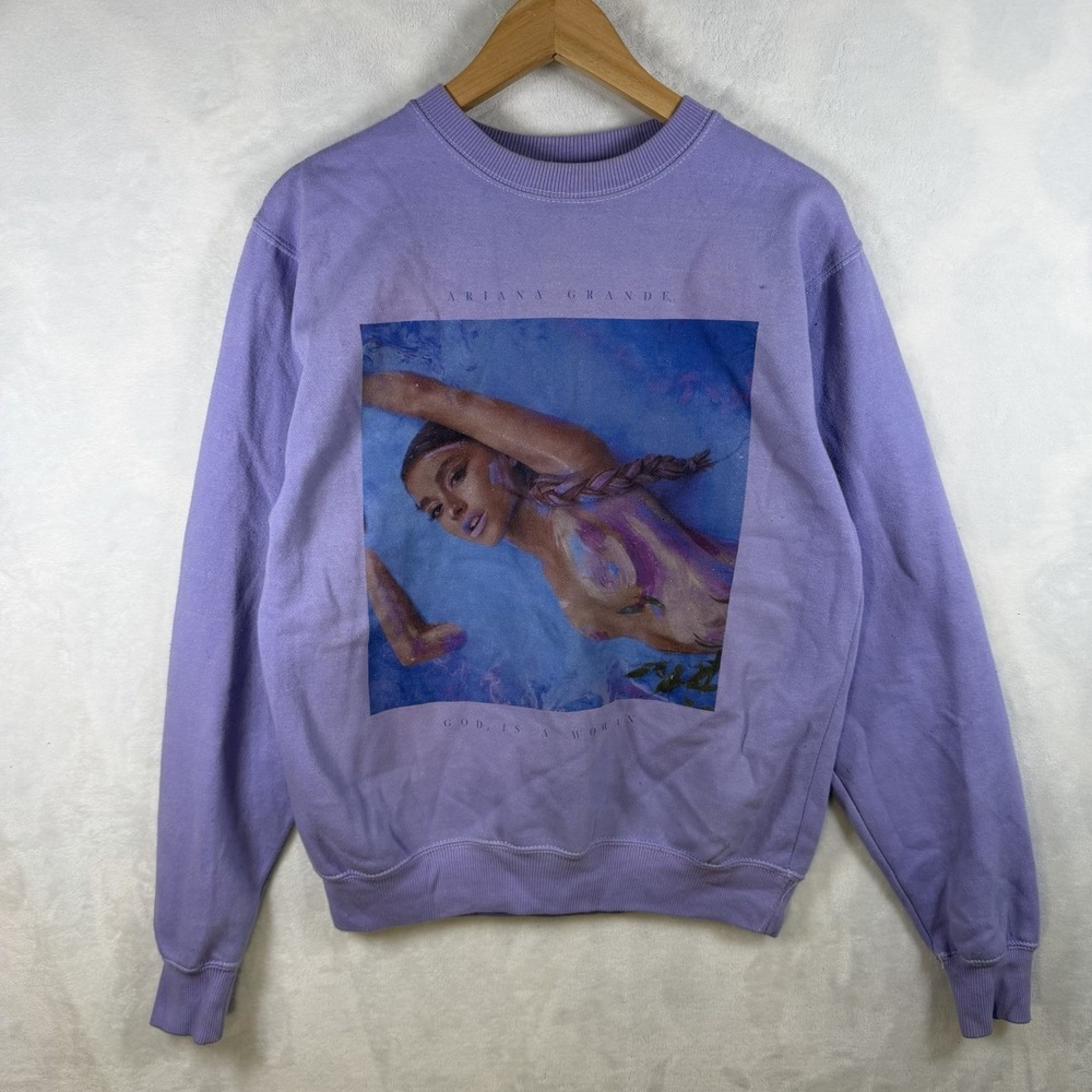 Ariana Grande God is a Woman Graphic Crewneck Sweatshirt Women Size Small Purple
